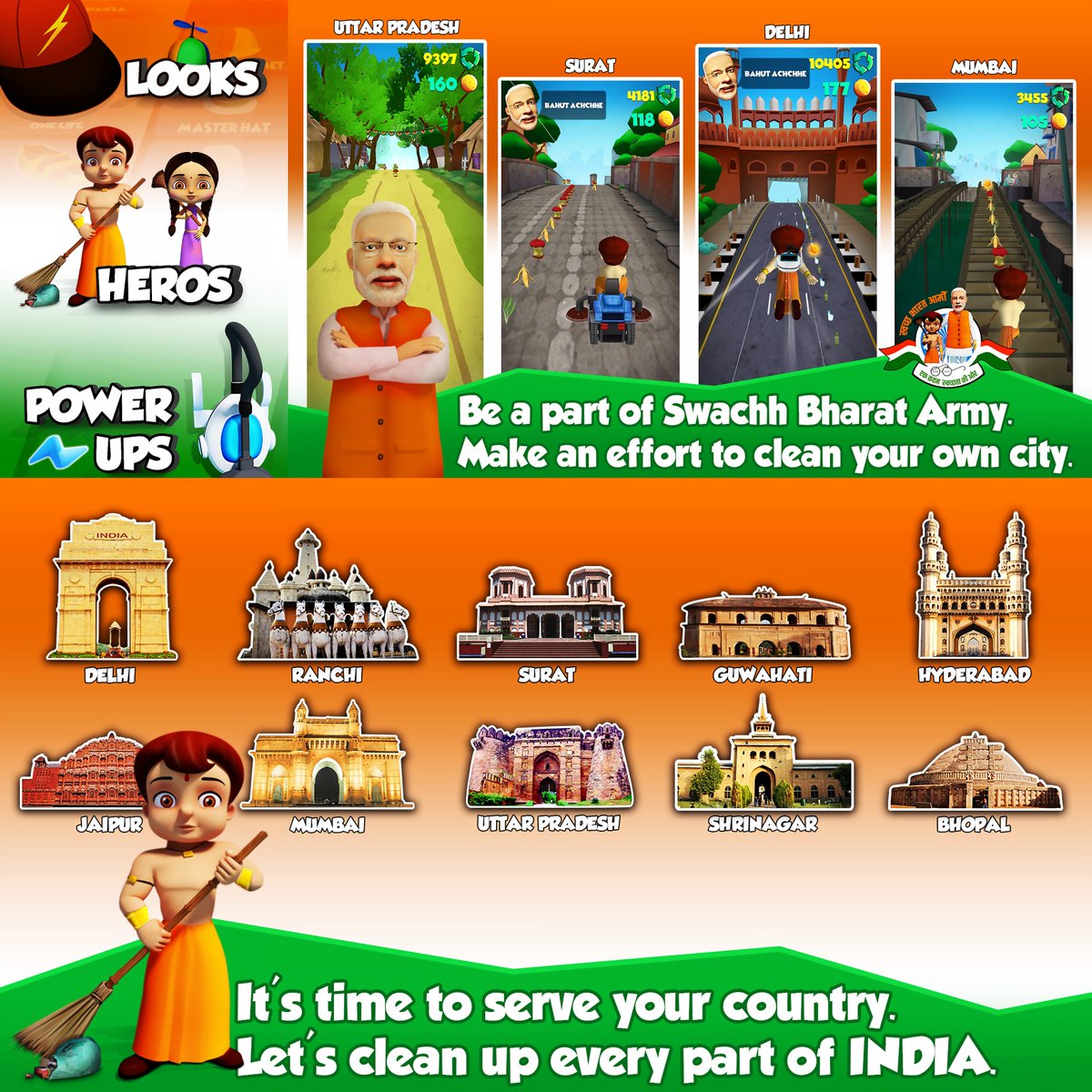 KSubhojit's tweet photo. Be #SwachhBharat #army. Keep cleaning with #Chhotabheem and #friends.
#lowpoly #gamedesign #gamedev #gamedevelopment #GameofGames #indiedev #MobileGame #mobilegaming #gameart #GooglePlay #SwacchBharat #cleanindia #clean #MakeItHappen #MakeInIndia 
https://t.co/xclsoppTYF https://t.co/oqlD23DPE4