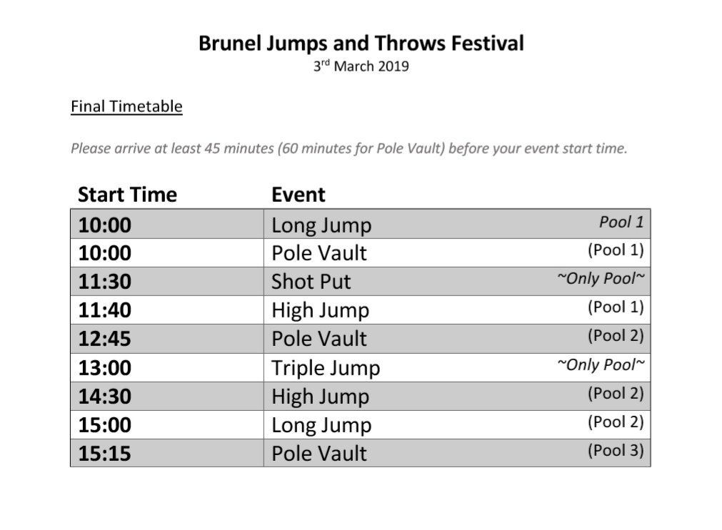 Please see our timetable for Sundays festival.
Pool listings have been emailed and can be found on our Facebook page