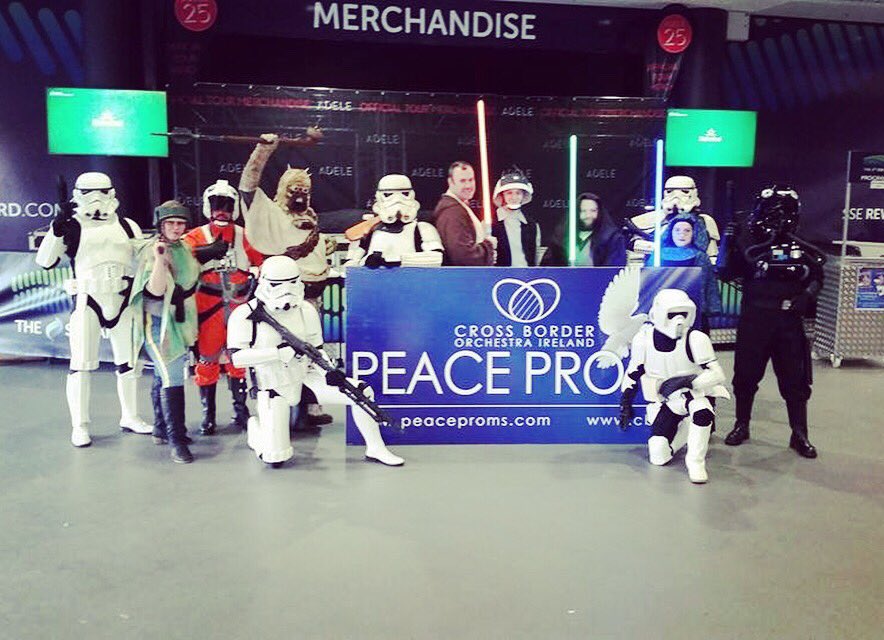 Throw Back Thursday to three years ago when our members attended the Peace Proms at different locations around Ireland. Here are some members at the event in the SSE Arena in Belfast, Co. Antrim. 
.
#emeraldgarrison
#peaceproms 
#StarWars 
#jointheempire 
#throwbackthursday