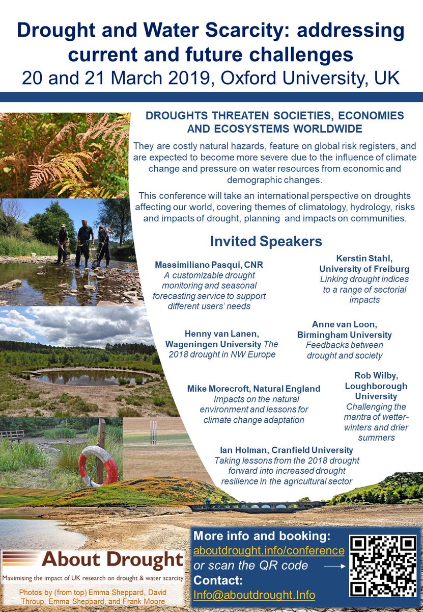 AboutDrought's tweet photo. Booking closes on March 13th for our #Drought & #Water Scarcity international conference covering #lowlevels #abstraction #agriculture #horticulture #irrigation #risk #business #wildlife #communication #communities more & book here https://t.co/djW7Tgma6g https://t.co/bdNBqr0nW4