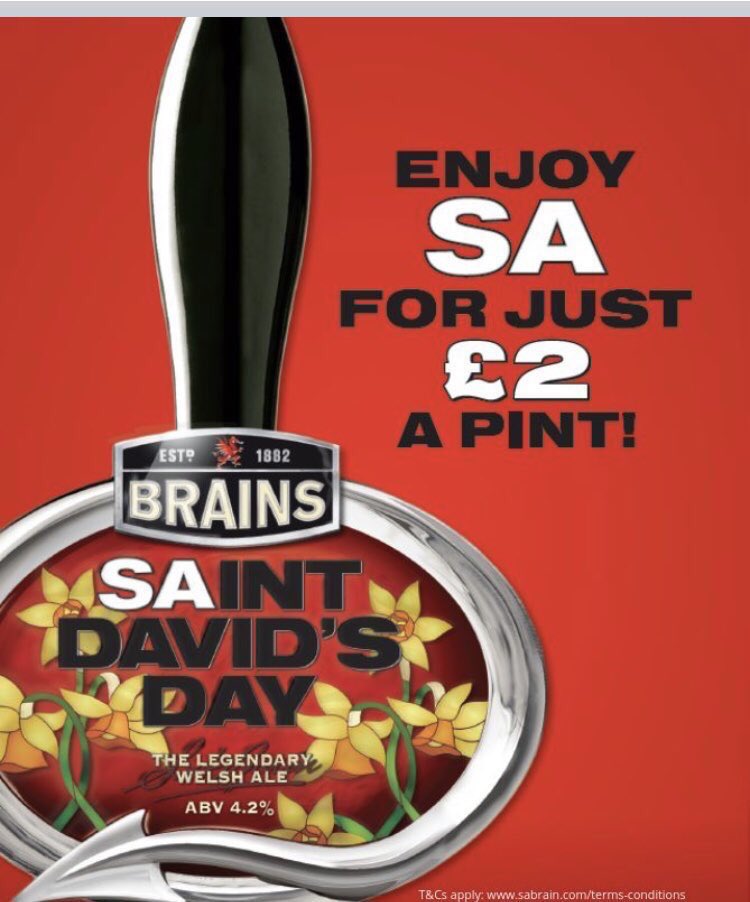 Hen_Chicks's tweet photo. Join us tomorrow when #SA will be £2 all day! And if you’re called David, Dewi, Dai, Dafydd or Non have a free pint on us! #StDavidsDay #sabrain https://t.co/68aU0fjpF7