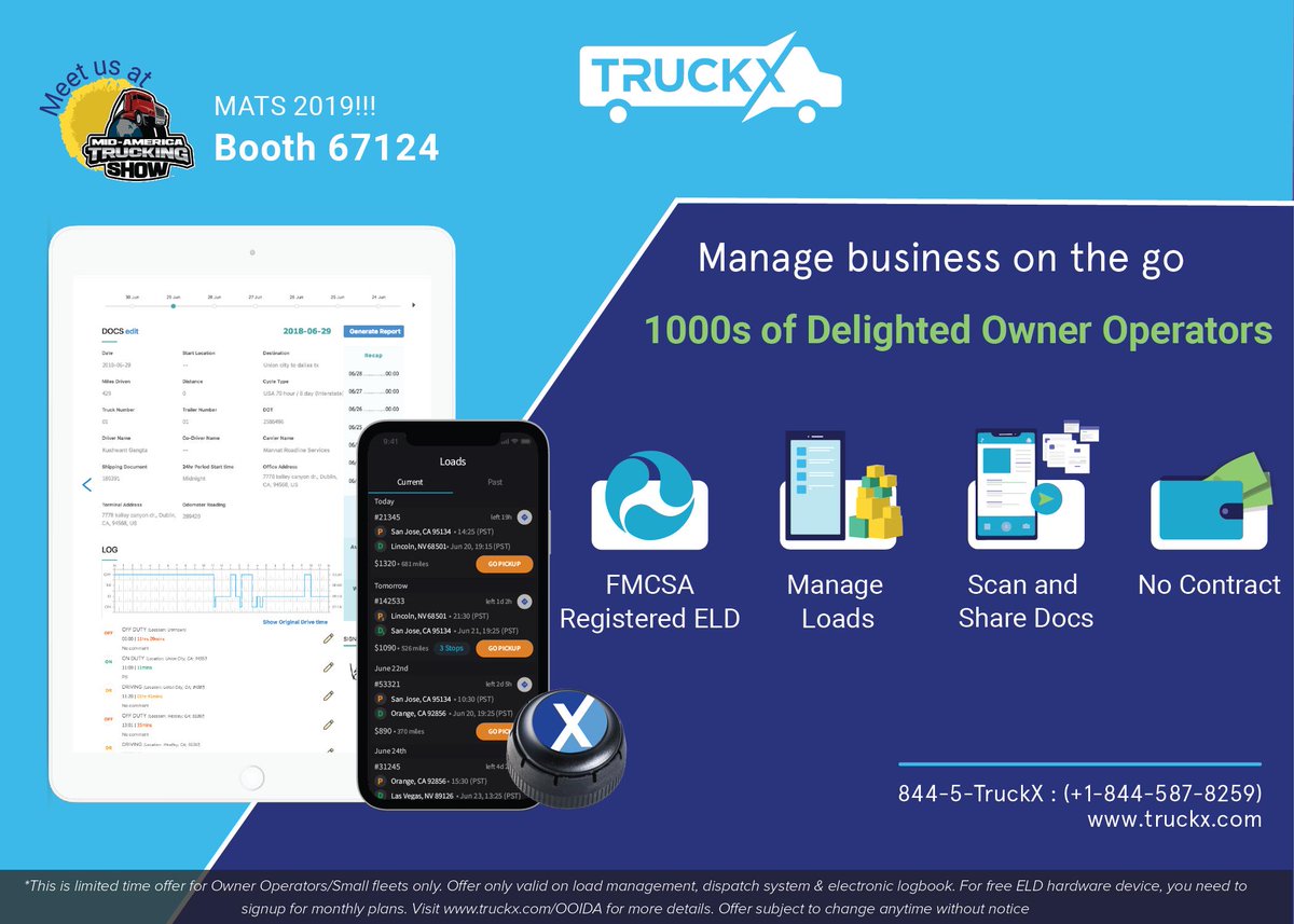 pharatesarang's tweet photo. We are super excited to participate at the Mid American Trucking Show, March 28-30, 2019 at Louisville, Kentucky,
where we’ll showcase our FMCSA complaint ELD Solutions
#ELD #eldmandate #truckingshow  #mats2019  #Trucking #Truckers #fleetsaftey #owneroperator https://t.co/5MXoHy7D9R