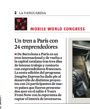 Lapsob's tweet photo. Y continuamos en prensa: Imagine #Express2019 en @LaVanguardia ! @Renfe_SNCF_Es @IVIclinics @FBSabadell @shastaapp @4YFN_MWC https://t.co/exXR5VkmUf