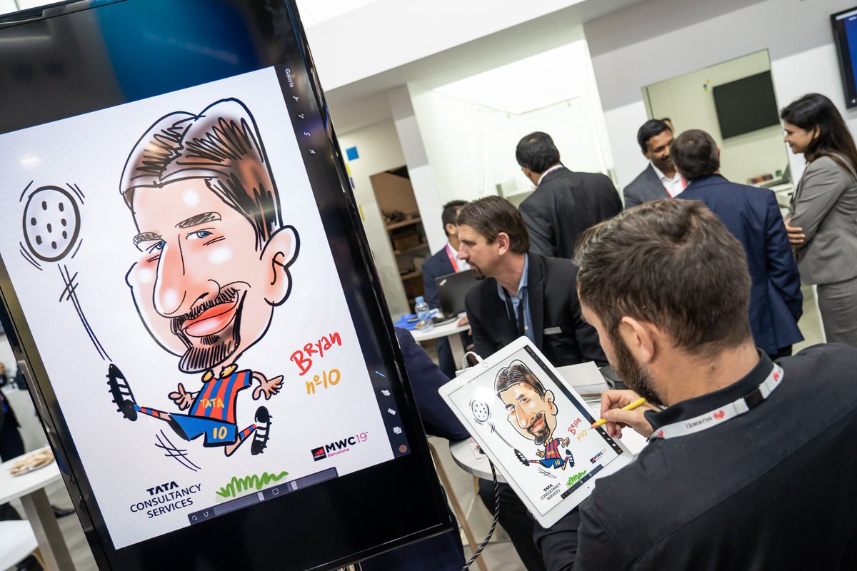 TCS_Europe's tweet photo. Do come and say hello to us, and have your very own caricature created as well. Hall 5 Stand 5C21: https://t.co/KPhhIHDEvC #TCSMWC #MWC19 https://t.co/TKOXJbxhWN