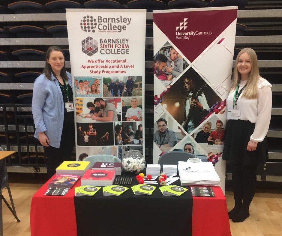 barnsleycollege's tweet photo. Samantha and Ashley are ready and waiting to help @rodillian_Ac pupils choose their next steps at today's careers fair!

Looking at your next steps and want help? Speak to one of our Information Officers at Old Mill Lane Info Unit, call 01226 216 123 or email info@barnsley.ac.uk https://t.co/IXRtIt9TY5