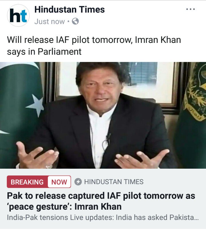 Ujjwal__Grover's tweet photo. Pakistan to release IAF pilot... Some respite for his family, friends and all those who prayed for him 😇 Shukriya Pak
#BringBackAbhinandan  #IndPakPeace #Humanity https://t.co/CcoZsEnaV9