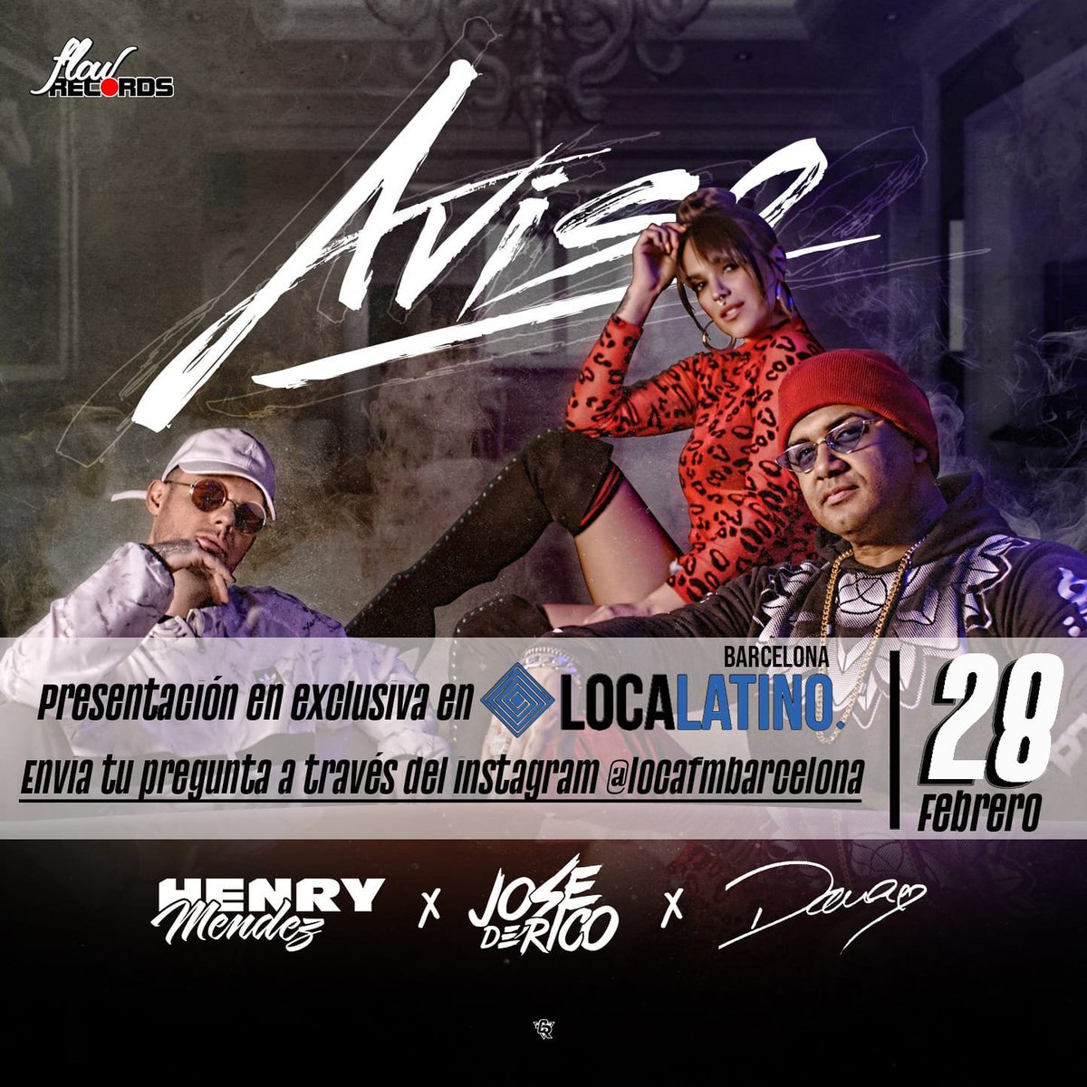 Hoy en @locafmbarcelona estarán presentado <a href="/henrymendez_/">Henry Mendez</a> &amp; <a href="/JoseDeRico/">JoseDeRico</a> en exclusiva #Aviso el nuevo single que se estrena el próximo viernes 8 de Marzo! con #JesusValen
••
#Estreno #Single #Aviso #HenryMéndez #JoseDeRico #Dama #LocaLatino #Barcelona #Reggaeton #Spain #Urban
