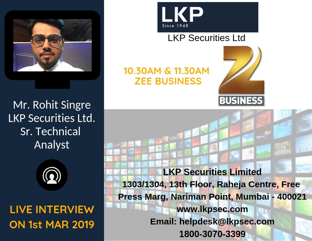 LKPSECURITIES's tweet photo. #LKPSecMediaBytes
@rohitsingre live interview on 1st Mar 2019 at 10.30am & 11.30am on @ZeeBusiness #liveinterview #liveshows #marketnews #marketupdates #stockmarkets #marketviews #stocks #technicals #analyst #stockupdates #stockideas #stockviews #stocknews #zeebusiness https://t.co/wWE8SNPOpR