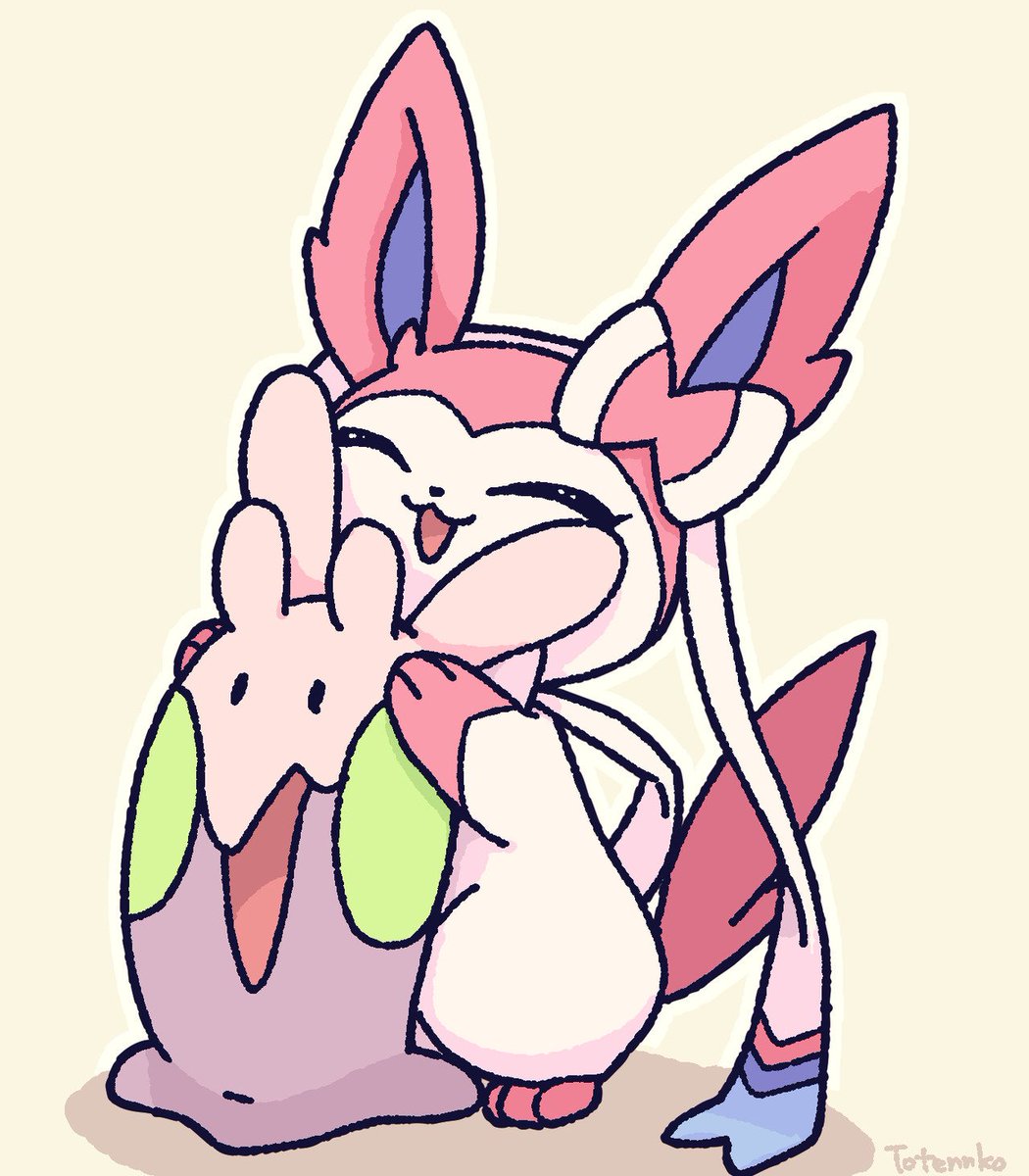 ニンフィア「#好きなポケモン4匹晒すと好みが分かる
クルマユとヌメラは鉄板
あと二匹はコロコ」|とうてんこのイラスト