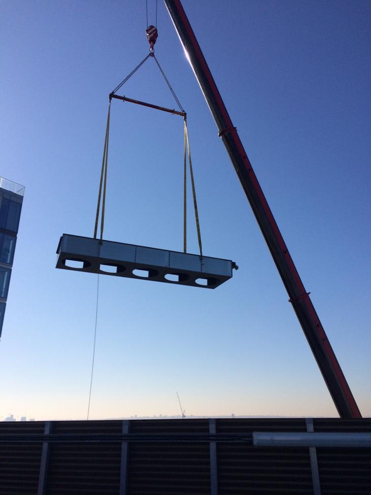 NDSMechan's tweet photo. Replacement Dry Air Cooler successfully lifted into position at the Lillie Square development in #London with the help of @CityLifting 😁 https://t.co/8KxHpRYwm9