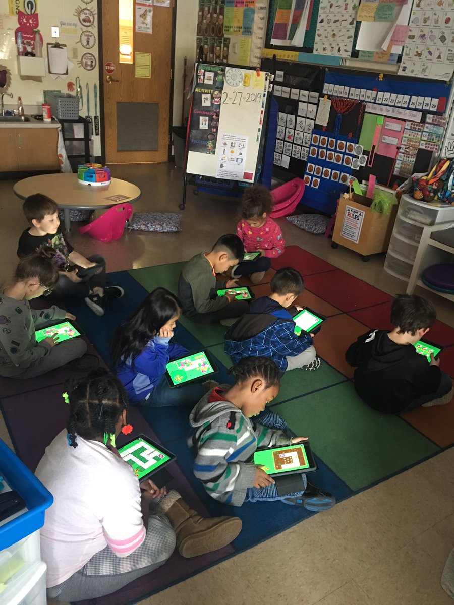 Bernard_Mrs's tweet image. When half of your class is sick or out due to the weather, you borrow some iPads from the library and teach them how to code the BeeBot on an iPad! #NicoletPride #CodingKinders #TotalEngagement #PuntForTheWin #BeeBots