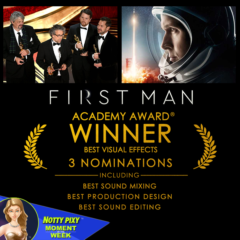 SonyPIX's tweet photo. #FirstMan landed an Academy Award® for its amazing visuals and Notty is over the moon! 
Catch this #PowerPremiere this year on Sony PIX.

#MomentOfTheWeek #NottyPIXY https://t.co/s5YGH697C7