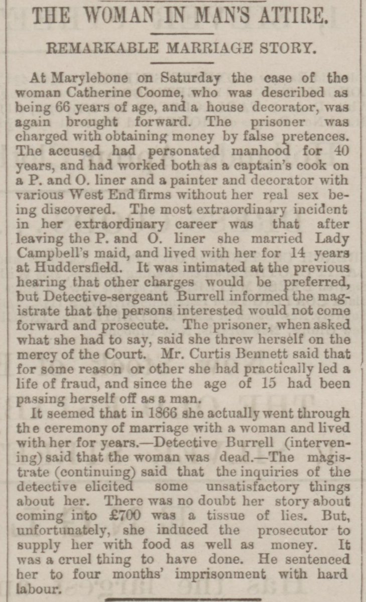 Hear what two transgender activists had to say when presented with an early 20th-century newspaper article describing the case of 60-year-old Catherine Coome ‘who had personated manhood for forty years...without [their] real sex being discovered’ ow.ly/2r7B30nRK8w #LGBTHM19