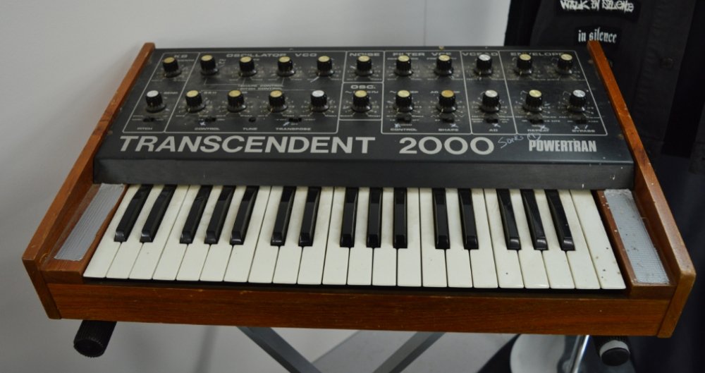 This is a Transcendent Powertran synthesizer, hand built by Bernard Sumner and used on various Joy Division songs such as Love Will Tear Us Apart, Isolation and Decades.