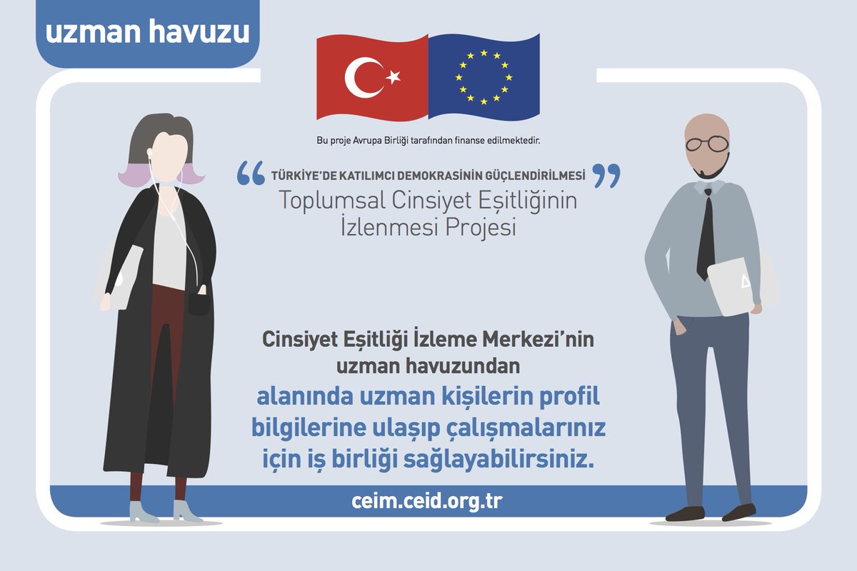 Avrupa Birliği tarafından finanse edilen Cinsiyet Eşitliği İzleme Merkezi'nin uzman havuzu açıldı. ceim.ceid.org.tr adresinden ziyaret edebilirsiniz.