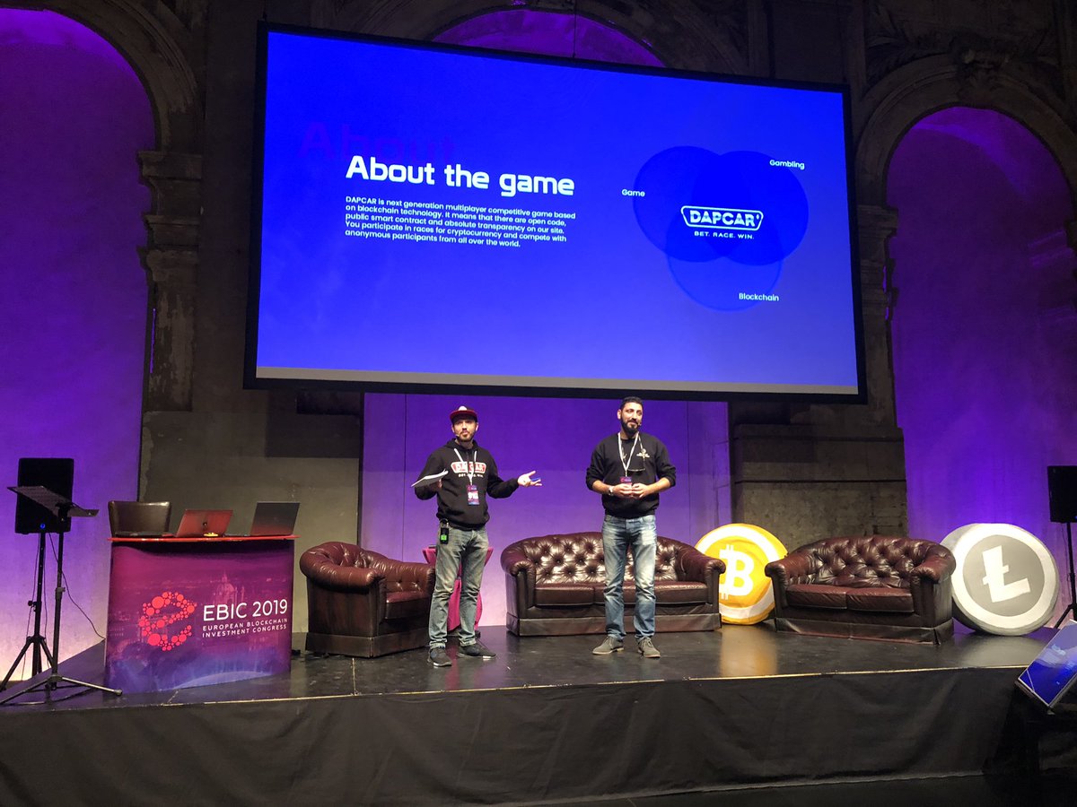 NetworksManager's tweet photo. Maxim and Pavel are LIVE!
At European Blockchain Investment Congress intruding #FlogMall and #DapCar. These guys are killing it at #EBIC2019! https://t.co/4X15dwEi2m https://t.co/upJmcdJQ77
