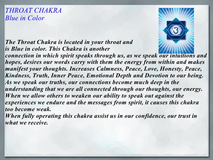 Importance of Vishuddha, Throat Chakra."Vishuddha Chakra is known as the purification center, where the nectar amrita DRIPS DOWN from the Bindu Chakra and is split into a PURE form and a poison."