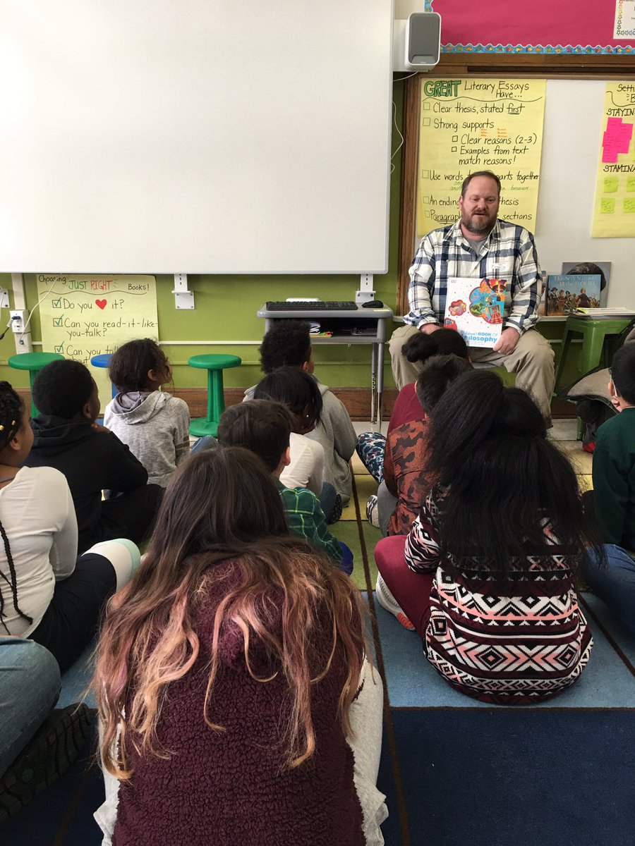 Such a pleasure to have <a href="/dbzdak/">David Bzdak</a> (Eli’s dad!) as a guest reader today in our classroom for #ReadAcrossAmerica - Thanks for teaching us about the fascinating world of philosophy! <a href="/syracuselatin/">Syracuse Latin</a>