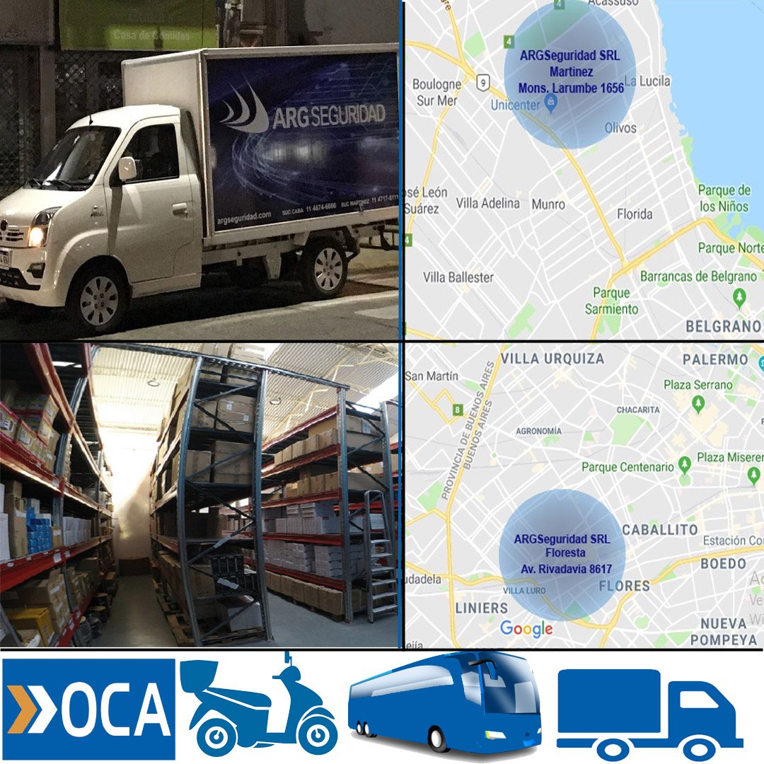 argseguridad's tweet image. Logistica diaria a todo el país, propia, motomensajerpia, OCA, micros, Expresos, retiro por sucursales Rivadavia 8617, CABA o Mons. Larumbe 1656, ambas con estacionamiento. #Seguridadelectronica, #Alarmas #Dahua #Longse #Risco