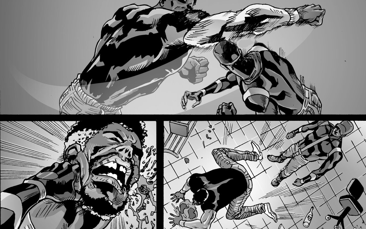 BrianLHawkins's tweet photo. Swing. Duck. Punch. Man down. One man will attempt to change his community and city in Cornrows: There Are No More Heroes Part I, on Kickstarter March 13th. Please consider supporting this Issue 1 of a 3 part series. #comicbooks #comics #makecomics #Kickstarter #indiecomics https://t.co/xd0F2l5b7s