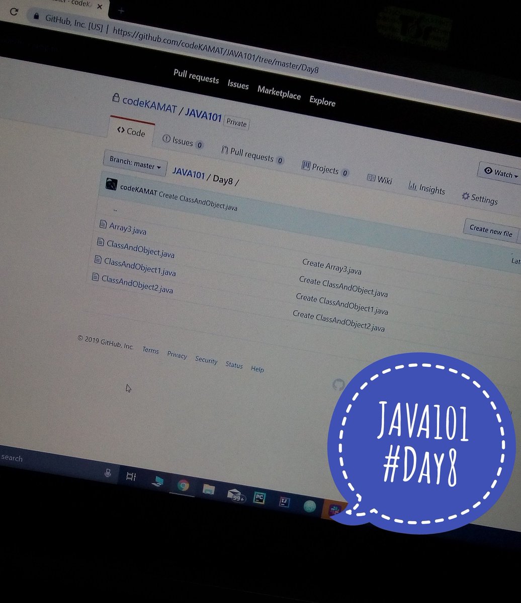 codekamat's tweet image. #JAVA101
#Day8 Ended , practiced basic concept of class and object.
Full article : cb.lk/4Etug
#100DaysOfCode