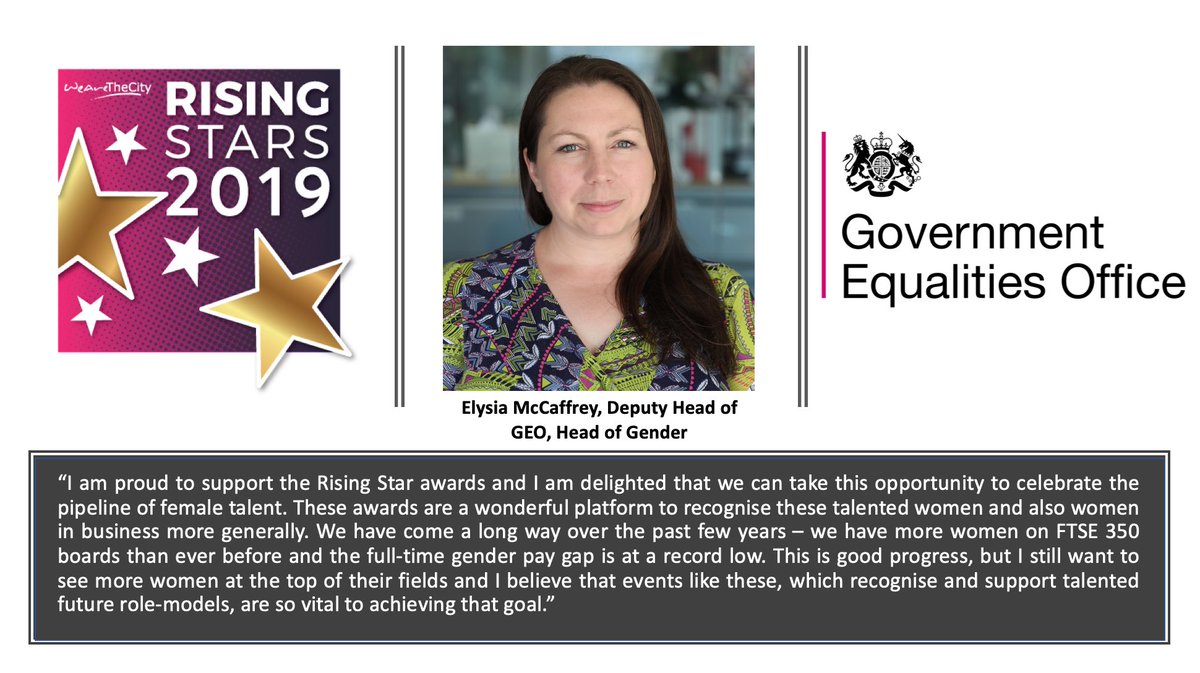 We are proud to announce that this year's sponsor for <a href="/watc_updates/">WATC</a> Rising Star #PublicSector category is @WomenEqualities #watctop100 - Find out what Deputy Head <a href="/ElysiaGeo/">Elysia McCaffrey GEO</a> has to say about sponsoring our awards. Nominations are now open! risingstars.wearethecity.com