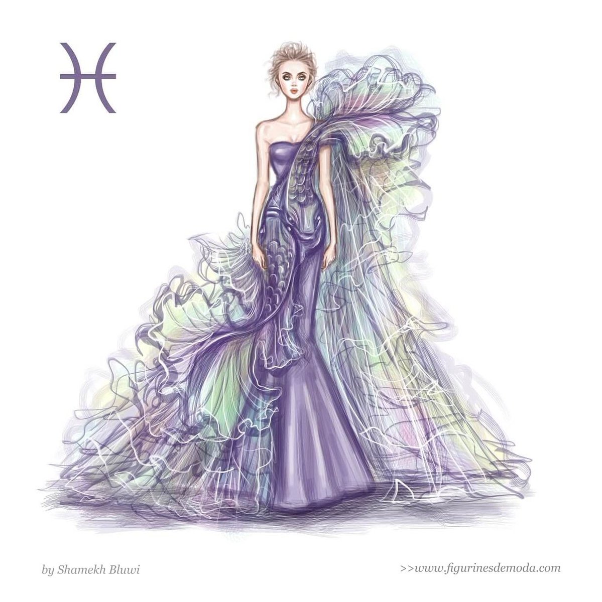 FigurinesdeModa's tweet photo. HORÓSCOPO CON ESTILO > Un figurín de moda que representa el signo  zodiacal de PISCIS ilustrado con herramientas digitales  por Shamekh  Bluwi #figurines #moda #disenodemoda #disenodemodadigital #digital #fashion  #horoscopo #piscis #fashionillustration >> https://t.co/sandp2hsNs https://t.co/MFsDTrVQVi