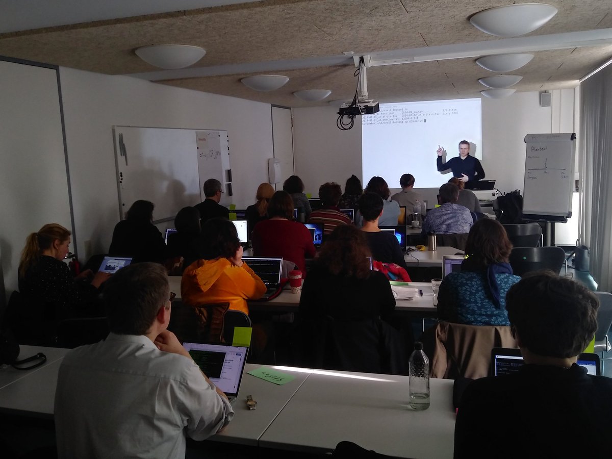 Till Sauerwein (@tillsauerwein) on Twitter photo We are in the middle of day one of our first <a href="/LibCarpentry/">Library Carpentry</a> workshop together with Morgan Essex <a href="/FU_Berlin/">Freie Universität</a>! <a href="/konradfoerstner/">Konrad Förstner 💻🧬 @kuf@mastodon.social</a> is teaching the Unix Shell! We are in the middle of day one of our first <a href="/LibCarpentry/">Library Carpentry</a> workshop together with Morgan Essex <a href="/FU_Berlin/">Freie Universität</a>! <a href="/konradfoerstner/">Konrad Förstner 💻🧬 @kuf@mastodon.social</a> is teaching the Unix Shell!