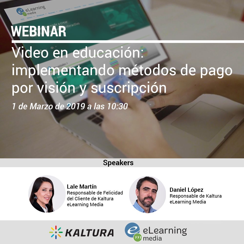 Queda un día para el #webinar sobre #videolearning y cómo implementar una estrategia de monetización con <a href="/Kaltura/">Kaltura</a> y <a href="/Inplayer/">InPlayer</a> ¡¡Inscríbete ya si aún lo has hecho!¡Te esperamos! bit.ly/2VeykZt #ppv #vod #eLearning