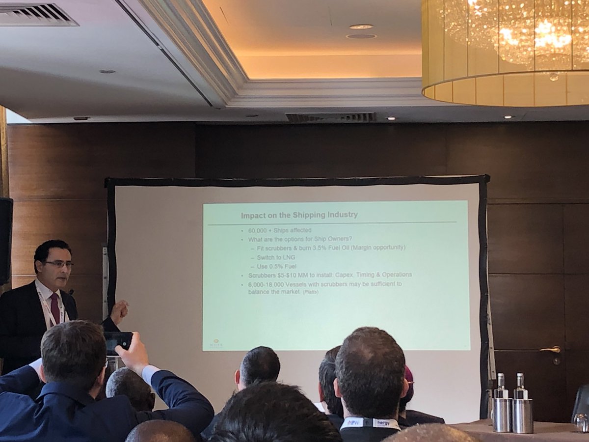 DanielColover's tweet image. Ramin Lakani at Muse &amp;amp; Stancil at Energy Institute IP Week conference in London:
“60,000+ ships to be affected by IMO2020.” 
Quotes S&amp;amp;P Global Platts analysis: “6,000-18,000 vessels with scrubbers sufficient to balance market post-2020”  #imo  #scrubbers #PlattsIMO2020