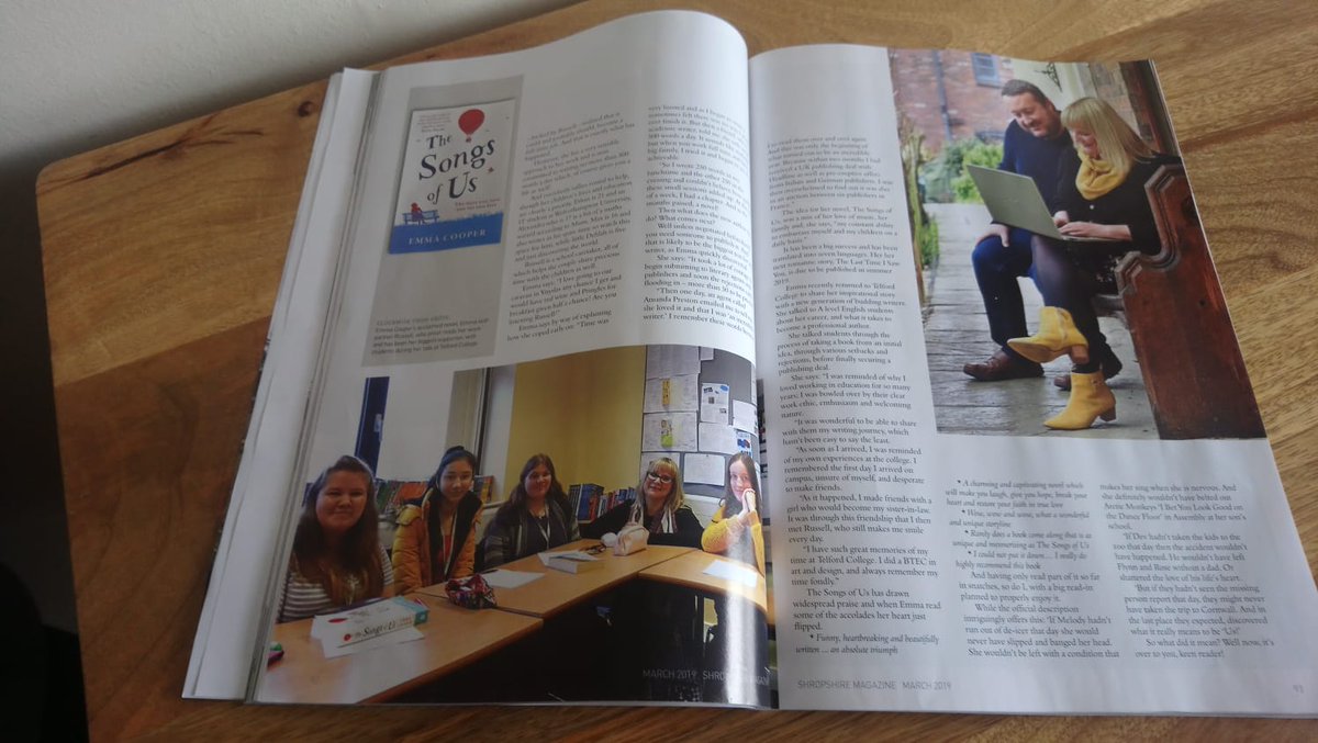 ItsEmmacooper's tweet photo. Thrilled with this article in @ShropshireMag and great to see some pics of my lovely man and the fab students @telfordcollege too! @ShropshireStar @Phoebe_Swinburn @TeamBookends #Shropshire https://t.co/Gf05KnGM1v