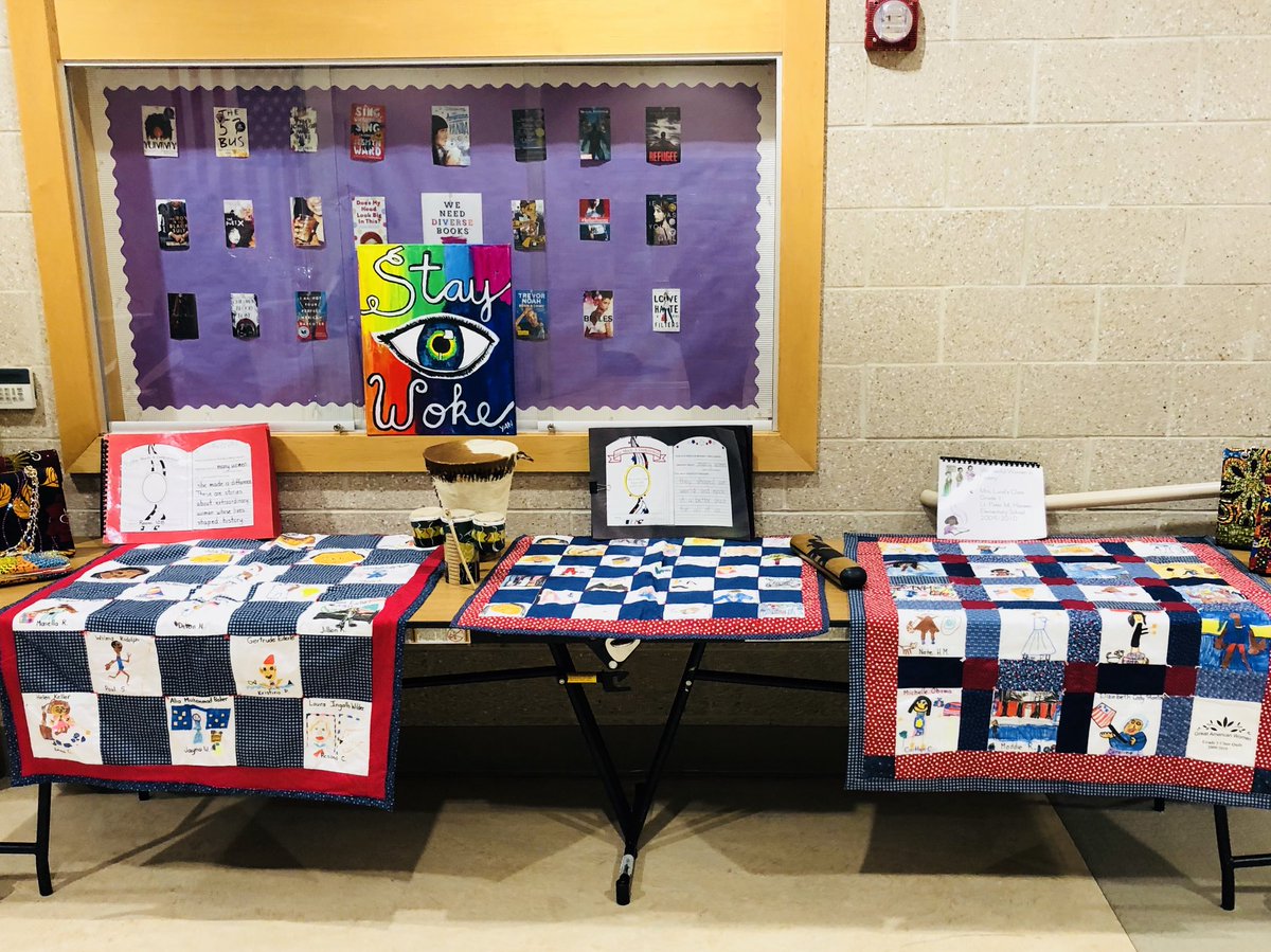 MissNaomiA's tweet photo. Thank you #Rockstar Educator @1stgrademrslund for allowing us to showcase our Women In History quilts made with Pride&amp;❤️ by your students! #StayWoke #CantonPride💚@CoachTeamHansen @CFEDORG https://t.co/YSGIIKxJY5