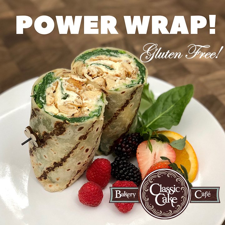 ClassicCake_New's tweet photo. Start your morning with a Power Wrap! Gluten Free wrap filled with yummy proteins! #breakfastwrap #eggwhite #chicken #spinach #glutenfreewrap #yum https://t.co/REWJh0G69A
