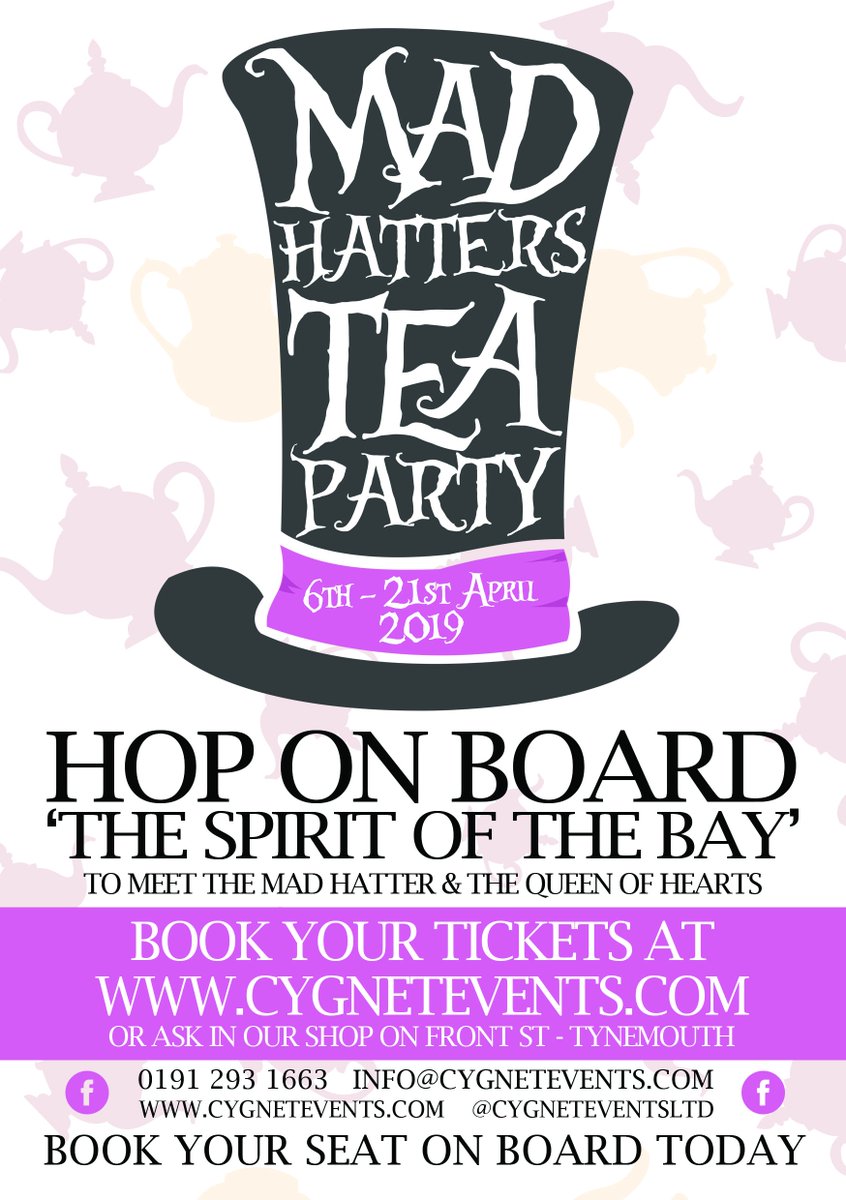 Orange4design's tweet image. Looking for something to do with the kids this #EasterHolidays 

BOOK TICKETS to Tynemouth Mad Hatter Tea Party - cygnetevents.com/mad-hatter-s-e…

A land train ride to the tea party and meeting The Mad Hatter &amp;amp; The Queen of Hearts!!
#WhatsOn #NEFollowers #Kids #ThingsToDoWithTheKids