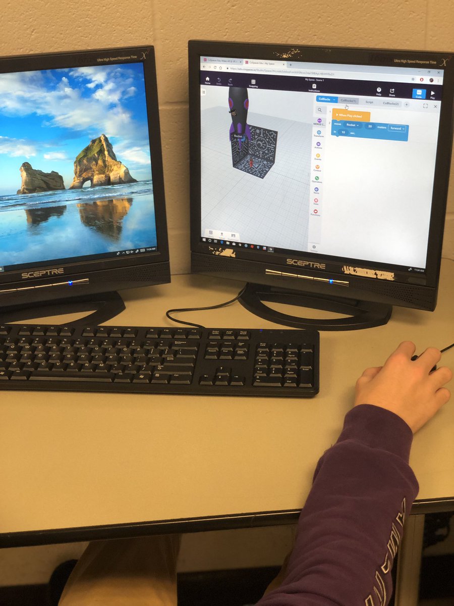 chenault_jamie's tweet photo. The @NelsonCoATC brought the coding aspect of @cospaces_edu to life. I learned so much from those kiddos! #npossible https://t.co/YWLOcC19LY
