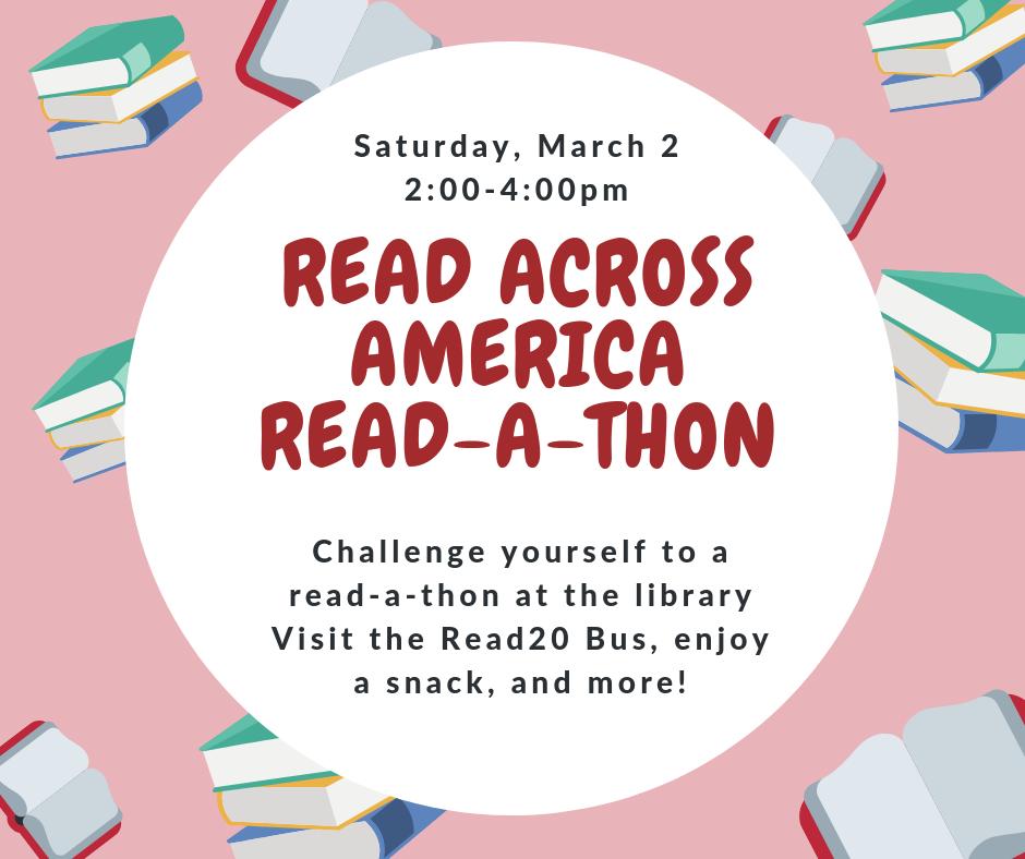 EGFisherTAG's tweet photo. Get ready to read! Visit the library this Saturday, March 2 between 2:00 and 4:00pm to read, visit the Read 20 bus, and more! https://t.co/muW8k09PC2