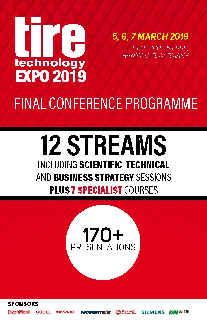 TiretechEXPO's tweet photo. Download Conference Prog here https://t.co/4Mss8FV7A6 … #RubberIndustry #IRC2019 #tires #tyres #GreenTires #tire #automotive #wintertesting #tyretesting #wetbraking #provingground #rfid #SMARTTires #tiremanufacturing #tireExpo #smartfactory #iot #tireautomation #automationsystem https://t.co/bPBjswUBSY