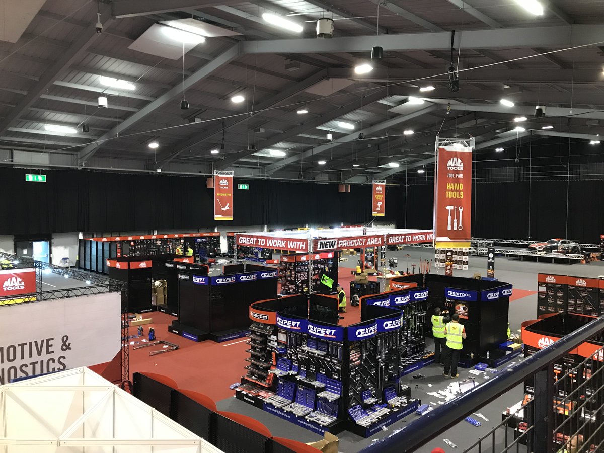 StagecraftUK's tweet photo. The build for the Mac Tools event is well underway. We can't wait to see everyone when the show opens! #events #MacTools #TIC https://t.co/aJea58boqd