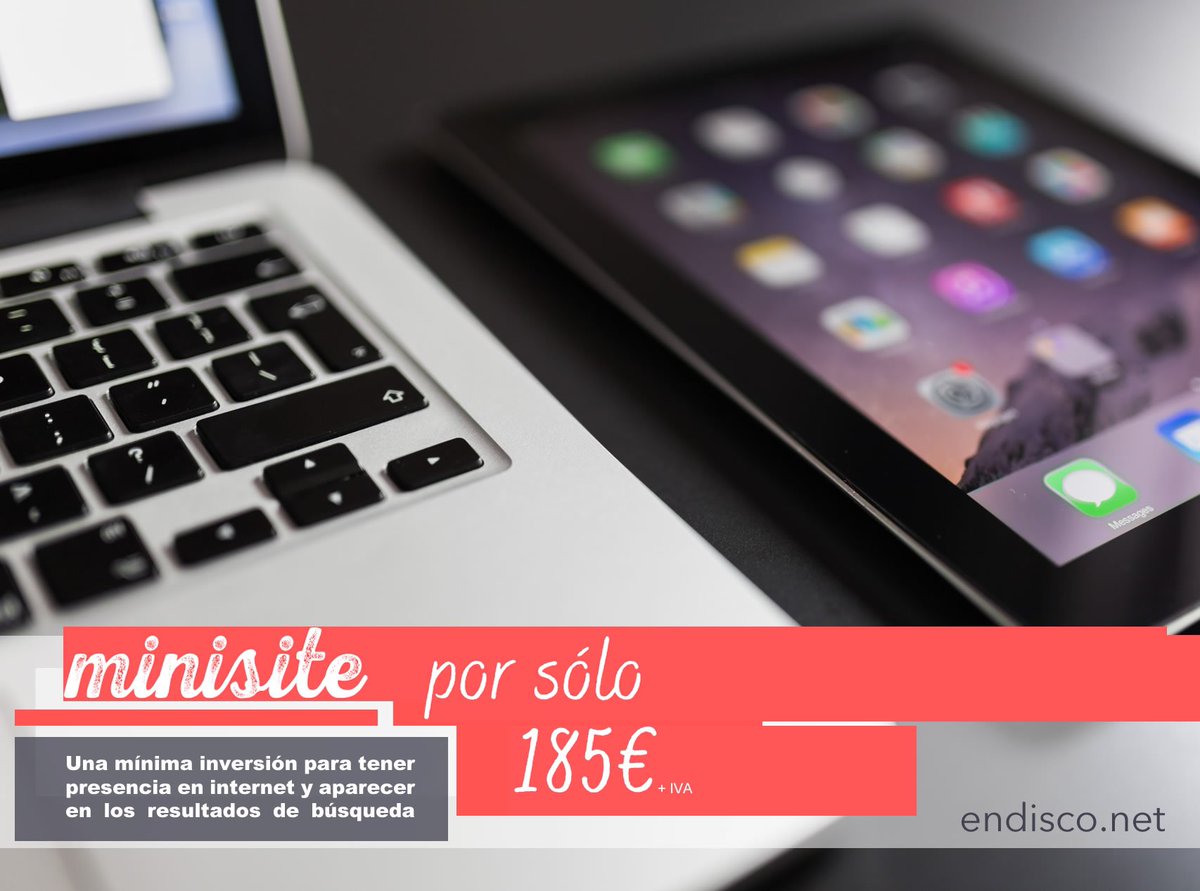 EndiscoNet's tweet photo. Minisite por sólo 185€ tu presencia en internet es importante, en una sola página información básica para tus clientes y aparecer en las búsquedas #web #google #PaginaWeb #tuweb #onepage #clientes #tarjetadevisita #internet #notengoweb #bing #yahoo #empresa #nuevo https://t.co/V4tFcVVLMM