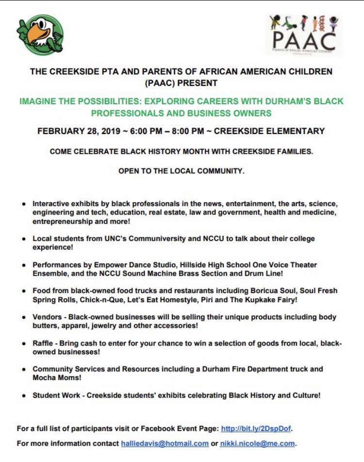 HollinsTD's tweet photo. Check out the NCCU Drumline and Low brass Ensemble at Creekside Elementary School tonight at 7pm. Celebrating Black History! https://t.co/Wgk87YNTBP