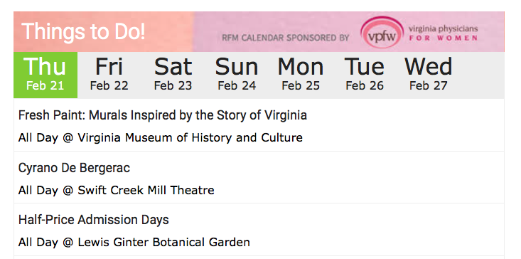 Time for the #RVA event of the week! ￼👏 Presented by Virginia Physicians for Women <a href="/vpfw/">VPFW</a> 

Today (Feb 28) is the final day of HALF-PRICE admission to <a href="/lewisginter/">Lewis Ginter Botanical Garden</a> Click here... ￼ ➡️ bit.ly/2T4gOug