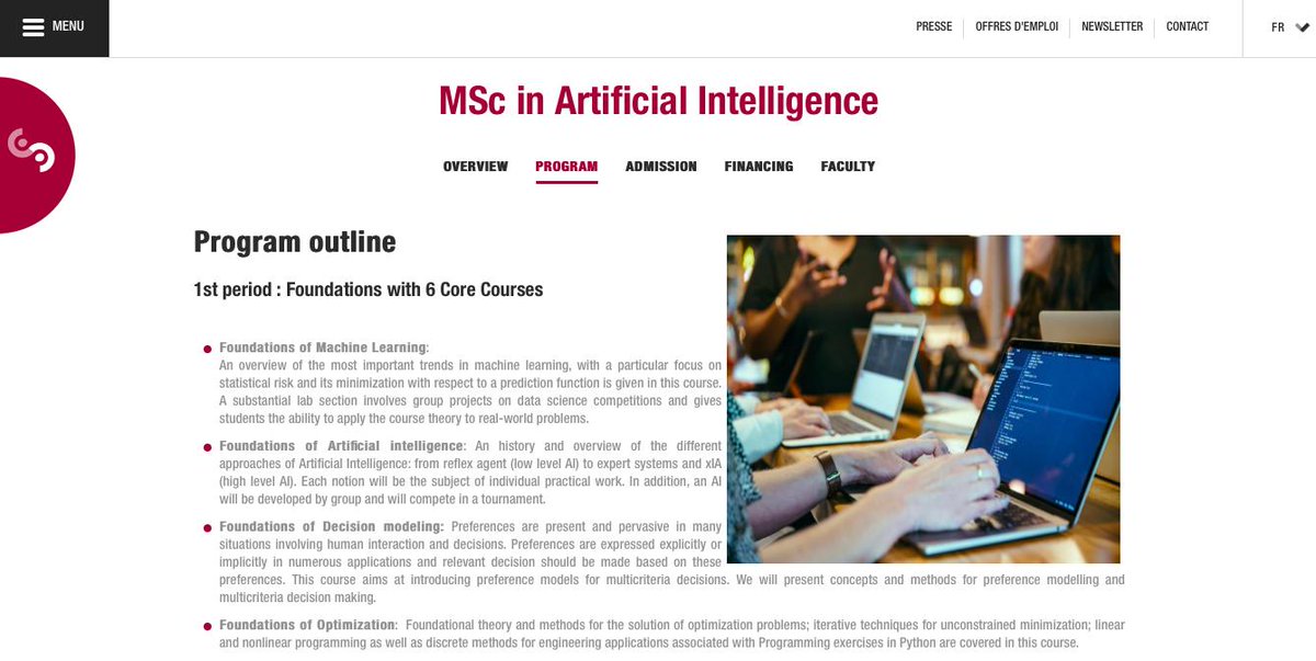 cs_master_ai's tweet photo. Need to find out more about our program &amp; courses ?
➡️ https://t.co/6gefwvDjs9
@AgoniGrammi @centralesupelec @breysse1
#AI #ArtificialIntelligence #machinelearning #DeepLearning #ReinforcementLearning #decisionalai #gametheory #graphicalmodels #computervision #NLP https://t.co/4rUAF4tRez