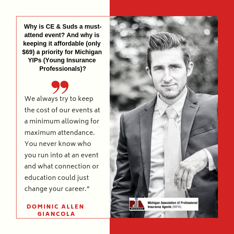 PIA_Michigan's tweet photo. In anticipation of CE & Suds next week, we spoke with Custom Insurance Agency’s Dominic Allen Giancola about why it’s a must-attend event. Registration is open through March 4.
#stayastudent #continuingeducation #insurancenetworking #workhardplayhard #winebar https://t.co/Wb99newDxm
