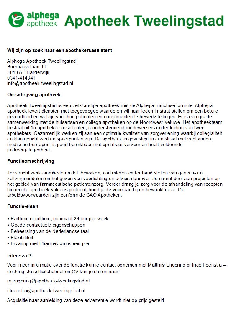 ApoTweelingstad's tweet photo. Wij zijn op zoek naar een #apothekersassistente. Denk je dat jij voldoet aan het profiel, neem gerust contact op. Ken jij iemand die mogelijk interesse zou kunnen hebben? Deel deze #vacature dan. https://t.co/o9M7ma1eYo