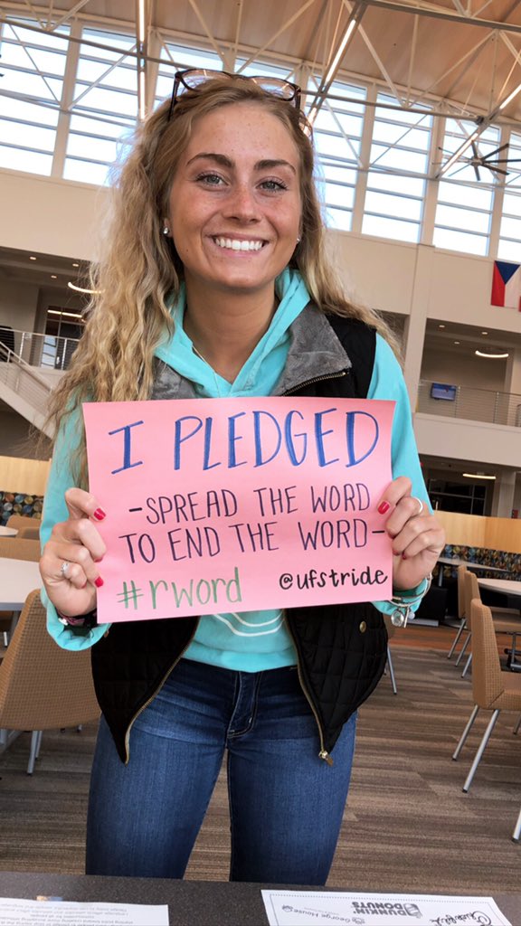 betsymking10's tweet photo. Spread The Word To End The Word is happening NOW!! Make the pledge today and promote inclusion! ❤️
CBSL 8 am - 8 pm
Tweet about your pledge for a chance to win a gift card to @ChickfilA @GeorgeHouseCoff or @dunkindonuts 🤩🤩

@ufstride #rword https://t.co/ap7ERP9G4r