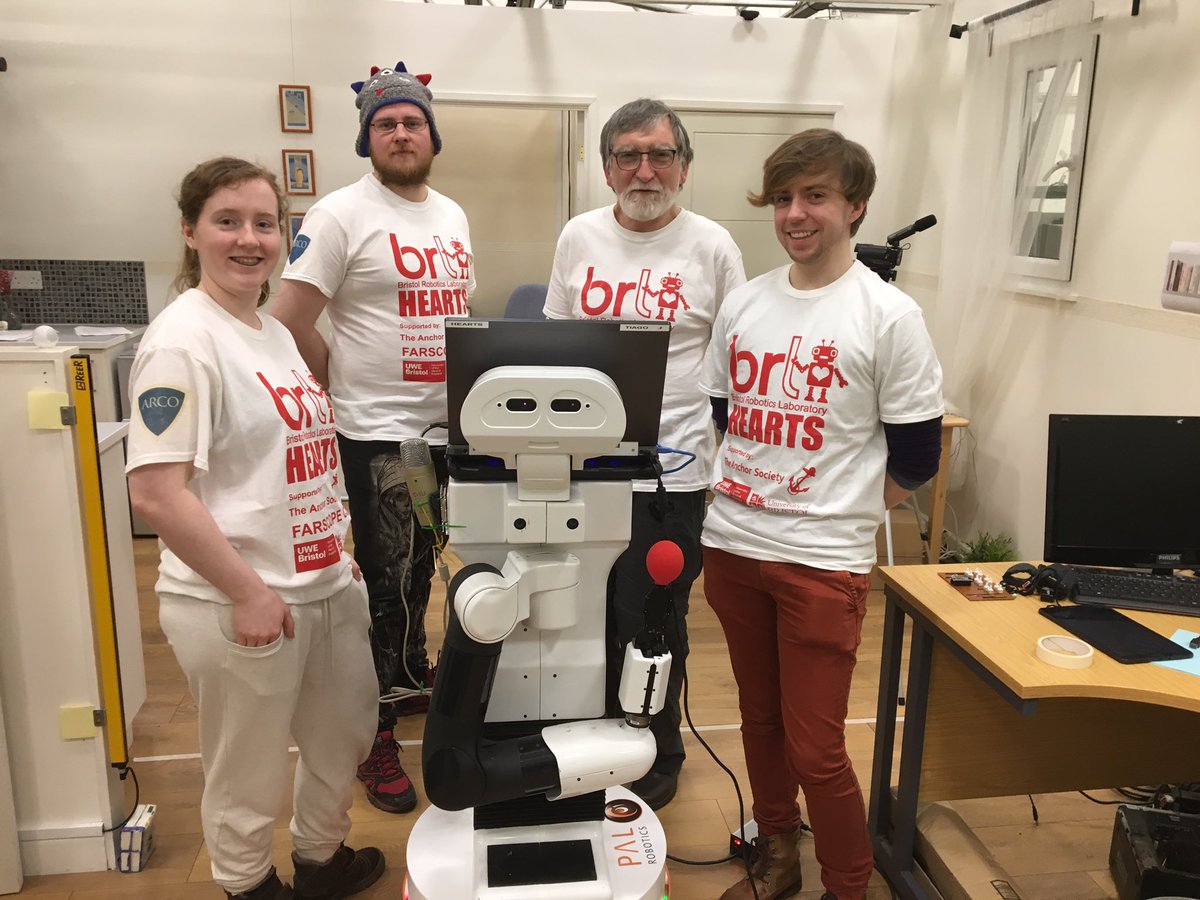 praminda's tweet photo. The @BristolRobotLab HEARTS team are completely acing it today at @ERLrobotleague Consumer Robotics competition with @PALRobotics Tiago. Thanks for your sponsorship and support for the team @ARCOtweets @anchor_society @farscopecdt @UWEBristol @EngineeringUWE @BristolUni https://t.co/2aXksdXEJ8