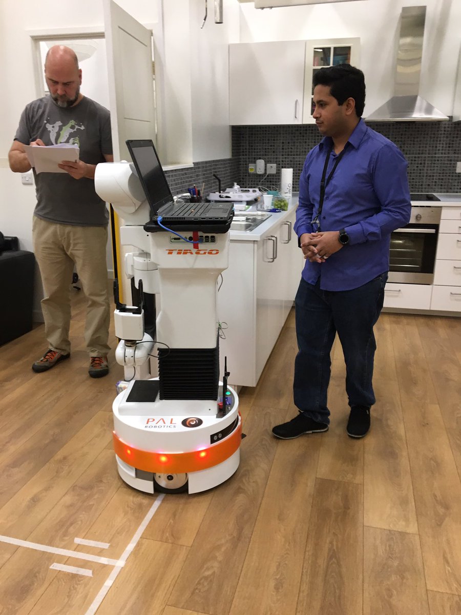 praminda's tweet photo. The @BristolRobotLab HEARTS team are completely acing it today at @ERLrobotleague Consumer Robotics competition with @PALRobotics Tiago. Thanks for your sponsorship and support for the team @ARCOtweets @anchor_society @farscopecdt @UWEBristol @EngineeringUWE @BristolUni https://t.co/2aXksdXEJ8