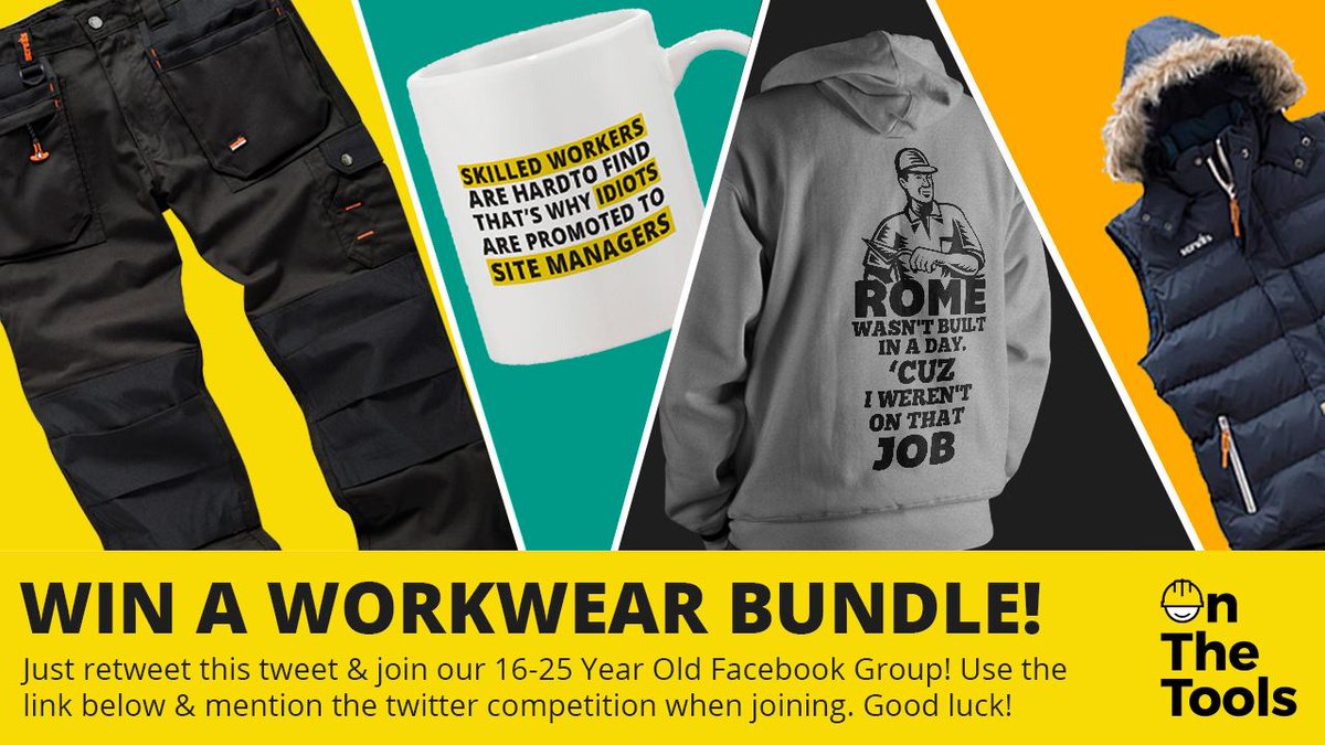 onthetoolstv's tweet photo. 🚨 COMPETITION TIME! 🚨

We're giving you the chance to #win a workwear bundle worth up to £100 😱

All you have to do is RT this tweet &amp; join our Facebook group quoting 'Twitter2019' as your reference 👇 Best of luck! 🎉

https://t.co/fSTgnRGaoI 

#competition #giveaways https://t.co/bTzX17dDQG