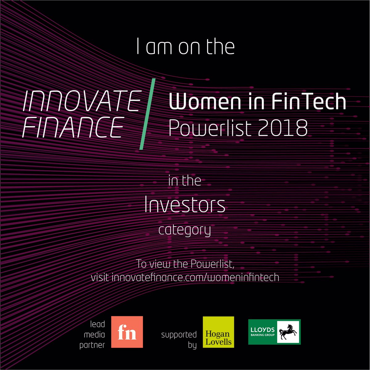 Proud to share that I am on @innfin #WIFPowerlist 2018! #FinTech

I have been included in the “Investors” category. This Powerlist recognises the amazing work of so many inspirational women over the previous year. For the full Powerlist click here: innovatefinance.com/womeninfintech…