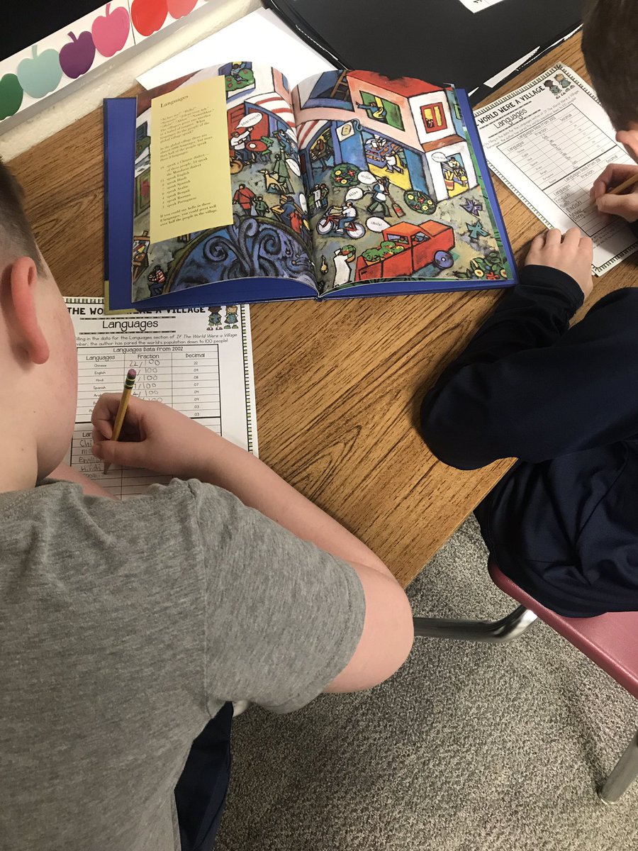 awmoleap's tweet image. Using the book “If the World Were a Village” to practice fractions and decimals! #readinginmath #welovemath